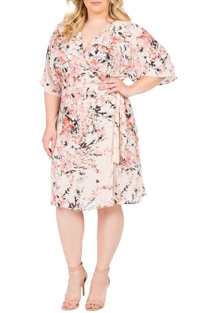 Shop Standards & Practices Candice Georgette Wrap Dress In Floral Peach