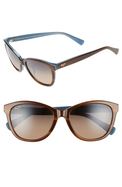 Shop Maui Jim Canna 54mm Polarizedplus2 Cat Eye Sunglasses In Tort White Blue/ Bronze