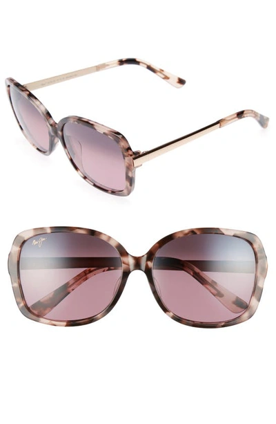 Shop Maui Jim Melika 58mm Polarizedplus2® Square Sunglasses In Pink Tortoise Rose Gold