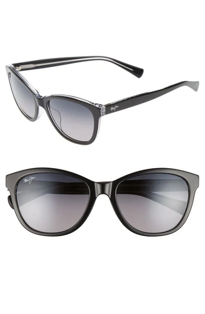 Shop Maui Jim Canna 54mm Polarizedplus2® Cat Eye Sunglasses In Black Crystal/ Neutral Grey