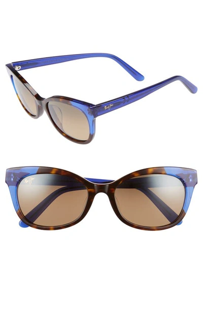 Shop Maui Jim Ilima 53mm Polarizedplus2 Cat Eye Sunglasses In Dark Tortoise/ Electric Blue