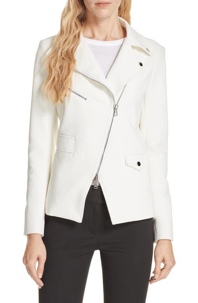 Shop Veronica Beard Hadley Neoprene Moto Jacket In White