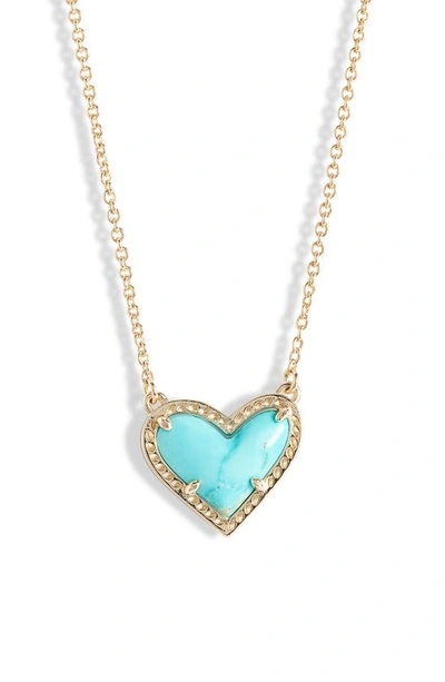 Shop Kendra Scott Ari Heart Pendant Necklace In Gold/ Turquoise Magnesite