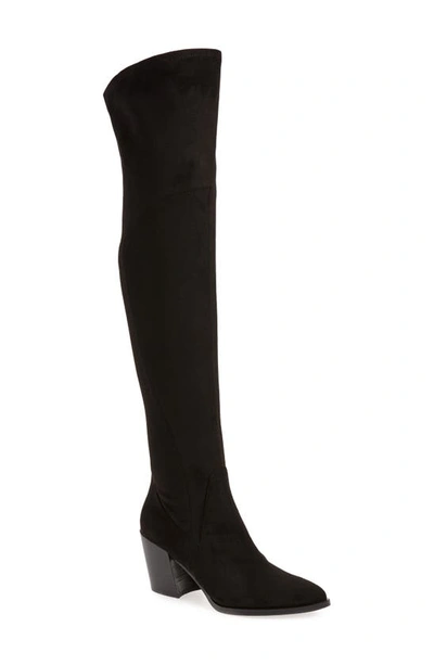 Shop Marc Fisher Ltd Cathi Pointed Toe Over The Knee Boot In Black Fabric