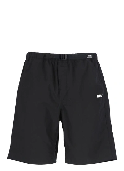 Msgm Logo-print Shorts In Black