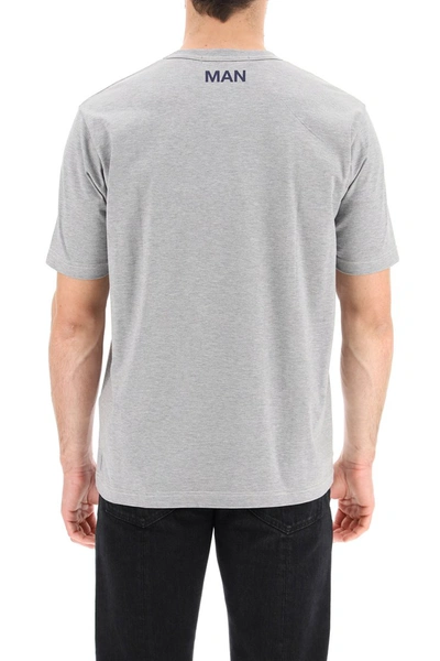 Shop Junya Watanabe Man Crewneck T-shirt In Top Gray X Navy