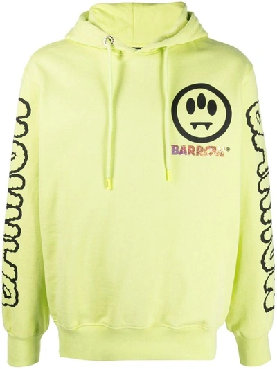 Shop Barrow Cotton Jersey Hoodie  With Print In Yellow