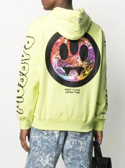 Shop Barrow Cotton Jersey Hoodie  With Print In Yellow