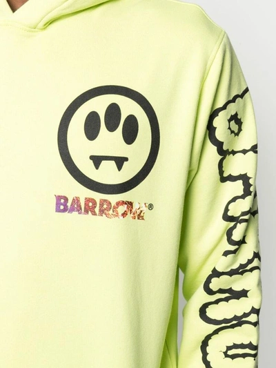 Shop Barrow Cotton Jersey Hoodie  With Print In Yellow