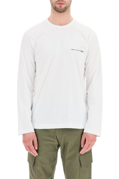 Shop Comme Des Garçons Shirt Comme Des Garcons Shirt Long-sleeved T-shirt With Logo Print In White