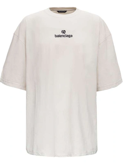 Shop Balenciaga Short Sleeve Cotton T-shirt In White