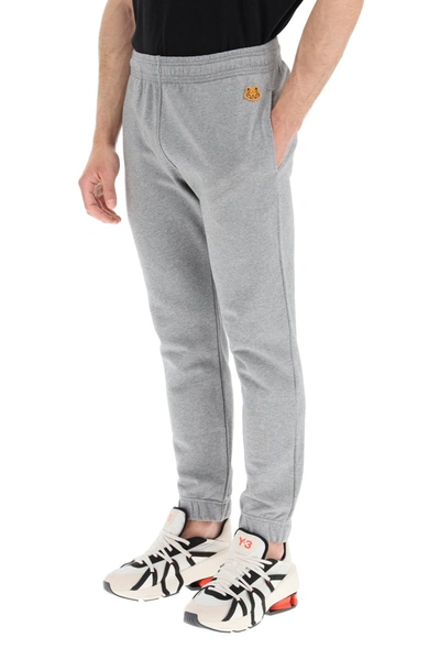 Shop Kenzo Jogger Pants Tiger Patch In Dove Grey