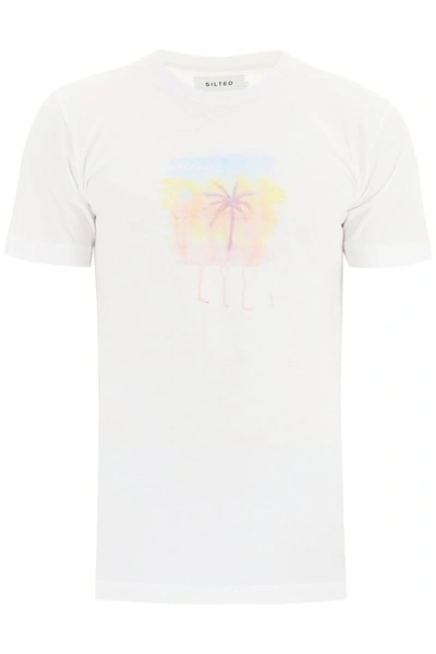Shop The Silted Company Basic T-shirt With Palm Print In White
