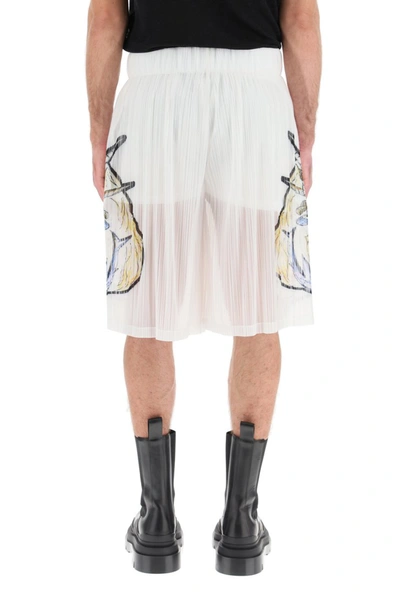 Shop Burberry Marine Print Sheer Shorts In White