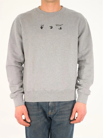 Shop Off-white Arrows Logo Grey Print Sweatshirt