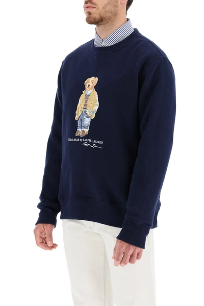 Shop Polo Ralph Lauren Bear Print Sweatshirt In Navy