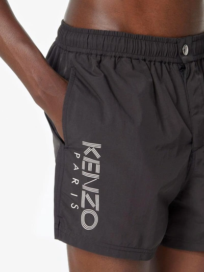 Shop Kenzo Paris Side Logo Swim Shorts In Black