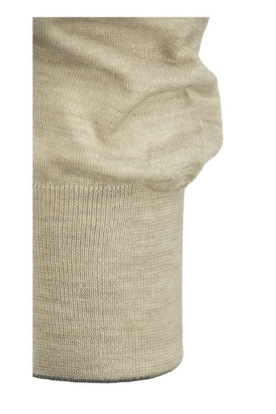 Shop Brunello Cucinelli Lightweight Cashmere And Silk Crew-neck Sweater In Sand