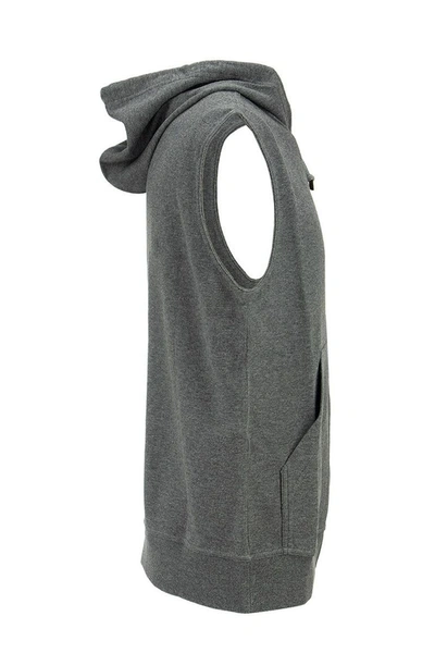 Shop Brunello Cucinelli Techno Cotton Interlock Zip-front Hooded Sweatshirt Vest In Grey