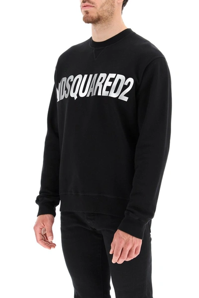 Shop Dsquared2 Metal Logo Crewneck Sweatshirt In Black