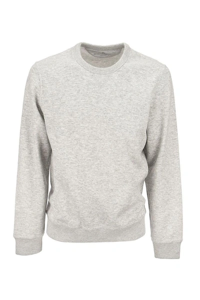 Shop Brunello Cucinelli Sweatshirt In Cashmere And Cotton In Light Grey