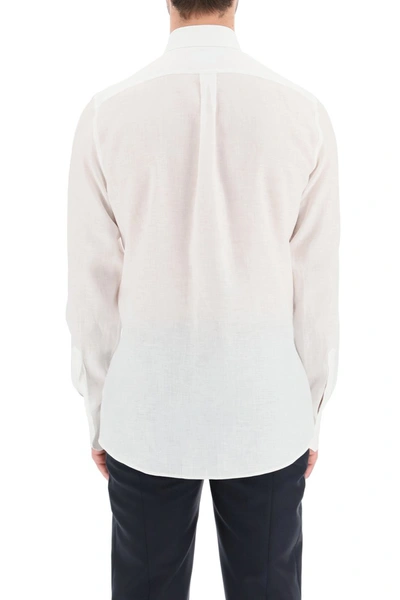 Shop Dolce & Gabbana Martini Fit Linen Shirt In Bianco Ottico