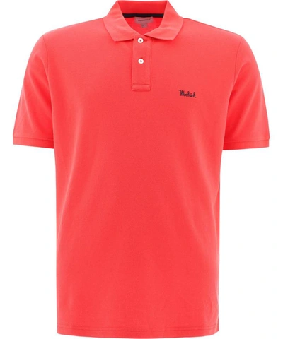Shop Woolrich Embroidered Polo Shirt In Red