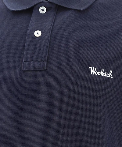 Shop Woolrich Polo Shirt With Embroidery In Blue