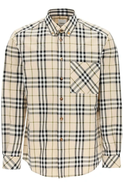 Shop Burberry Causey Button-down Shirt In Soft Fawn Ip Chck