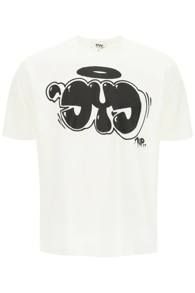 Shop Junya Watanabe Eye Print T-shirt In White X Black