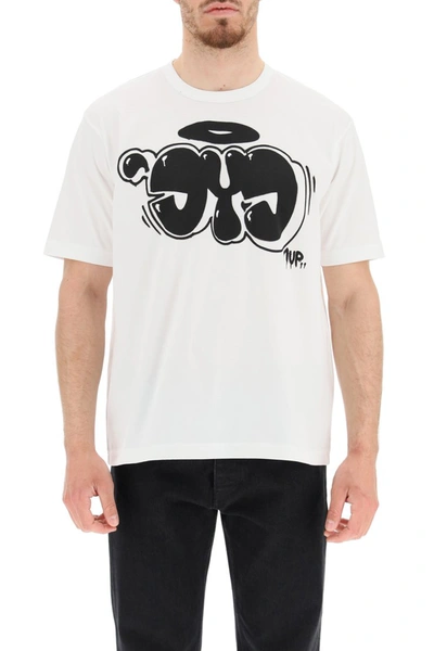 Shop Junya Watanabe Eye Print T-shirt In White X Black