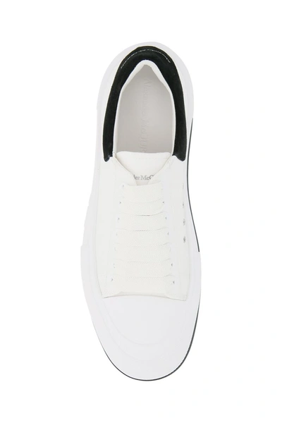 Shop Alexander Mcqueen Canvas Skate Sneakers In White Black