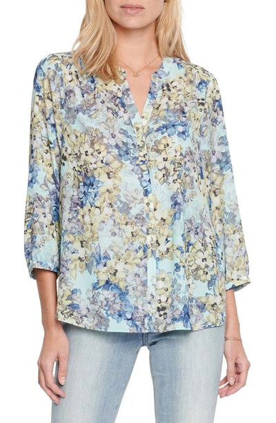 Shop Nydj High/low Crepe Blouse In Frazier Floral
