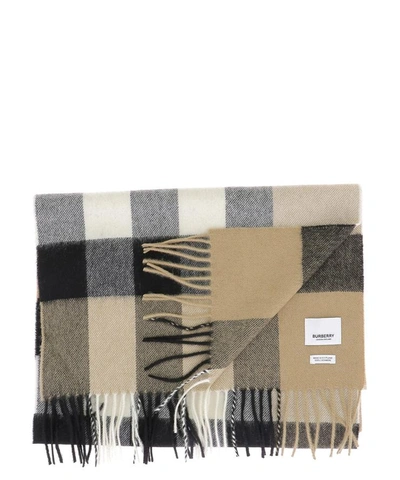 Shop Burberry Tartan Scarf In Beige