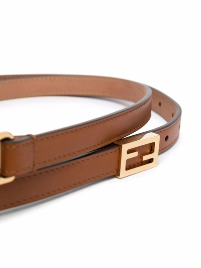 Shop Fendi Belts Leather Brown