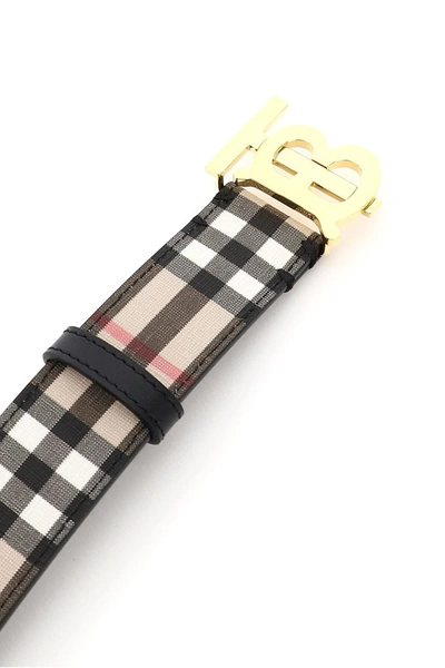 Shop Burberry Check Tb Belt 35 In Archive Beige