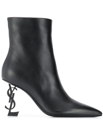 Shop Saint Laurent Opyum Ankle Boots In Black Leather