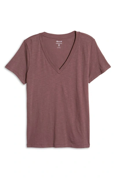 Shop Madewell Whisper Cotton V-neck T-shirt In Misty Plum