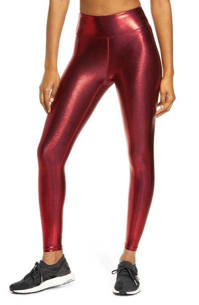 Shop Heroine Sport Metallic High Waist Leggings In Metallic Red