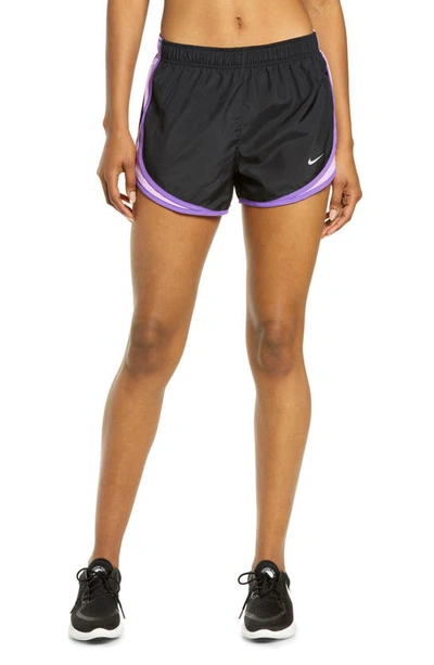 Shop Nike Dri-fit Tempo Running Shorts In Black/ Fuchsia/berry/ Wolf