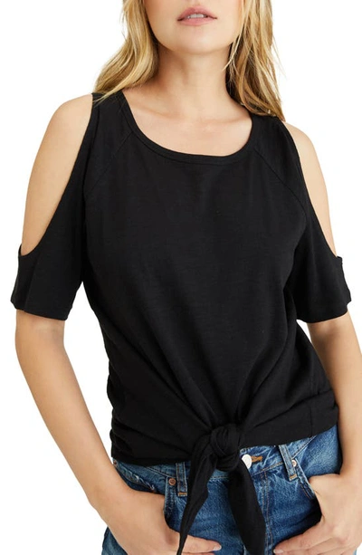 Shop Sanctuary Lou Cold Shoulder Cotton Blend Top In Black