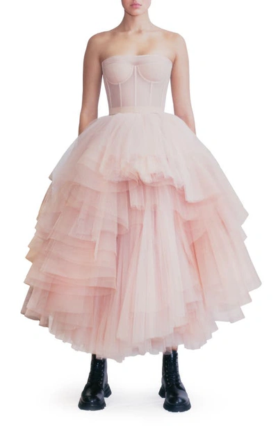 Shop Alexander Mcqueen Exploded Tulle Bustier Dress In Rose Mix