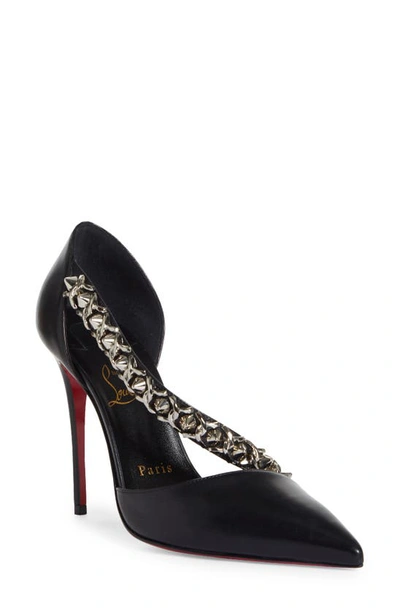Shop Christian Louboutin Deomina Chain Spike Pointed Toe Pump In Black