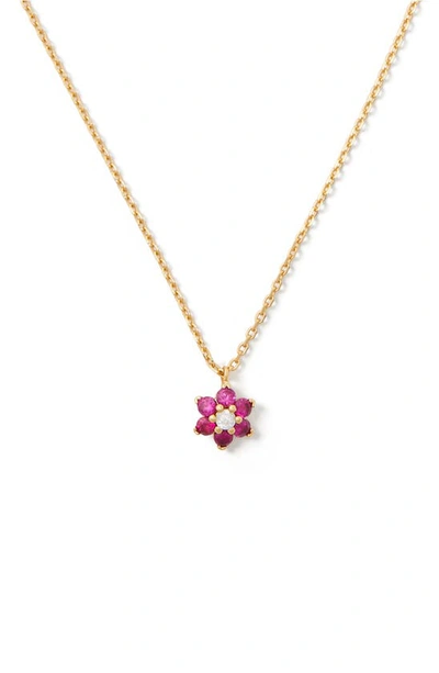 Shop Kate Spade Myosotis Mini Flower Pendant Necklace In Pink