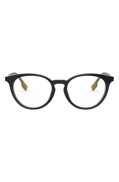 Shop Burberry 51mm Round Optical Glasses In Black