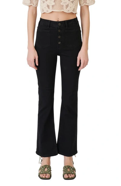 Shop Maje Passion High Waist Flared Jeans In Black