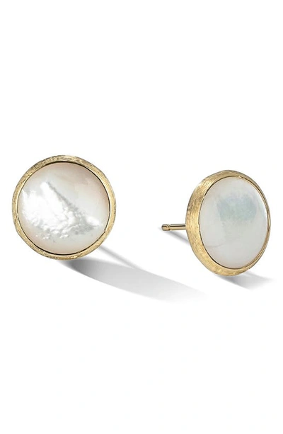 Shop Marco Bicego Jaipur 18k Yellow Gold & Mother-of-pearl Large Stud Earrings