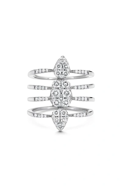 Shop Sara Weinstock Reverie Pavé Pear & Cushion Diamond Stack Ring In 18k Wg