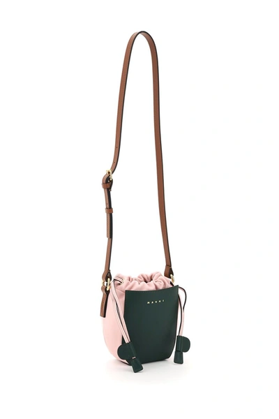 Shop Marni Gusset Mini Bag In Spherical Green Light Pink Maroon