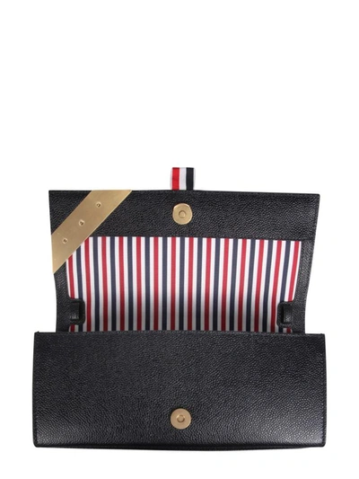 Shop Thom Browne Clutch With Tricolor Band In Black